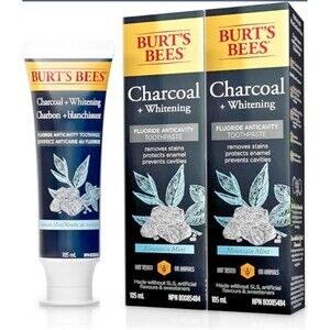 2 Burt's Bees Toothpaste Charcoal Plus Whitening 4.7oz Mountain Mint NEW